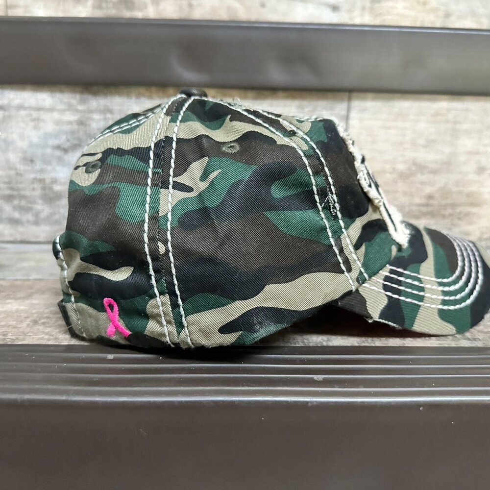 KBETHOS Distressed This Is My Fight Breast Cancer Camo Baseball Cap - Picture 3 of 4